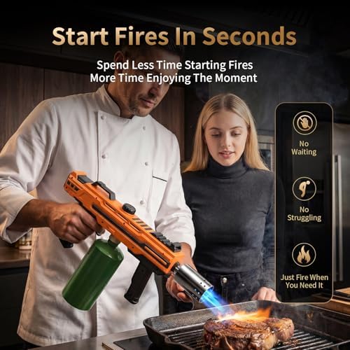 Propane Torch Gun, Adjustable Flame Blow Torch for Cooking and BBQ
