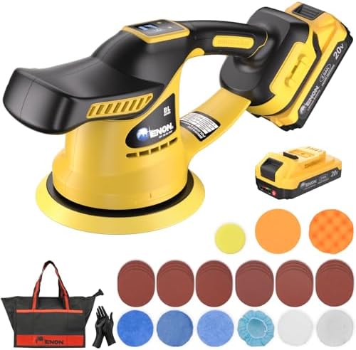 Brushless Car Buffer Polisher, 6 Inch Cordless Car Buffer Polisher Kit Dual Action Random Orbital Polishing with 6-Speed 2300-6000RPM for Auto Detailing, Waxing & Paint Correction