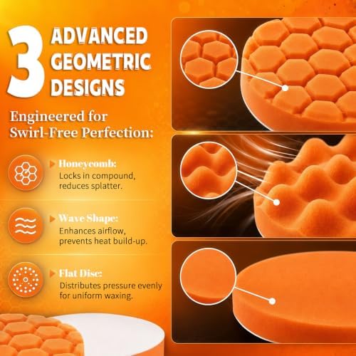 AUXKO Car Buffer Polishing Pads Kit, 14Pcs 5"/6" Waxing Foam Wool Pads