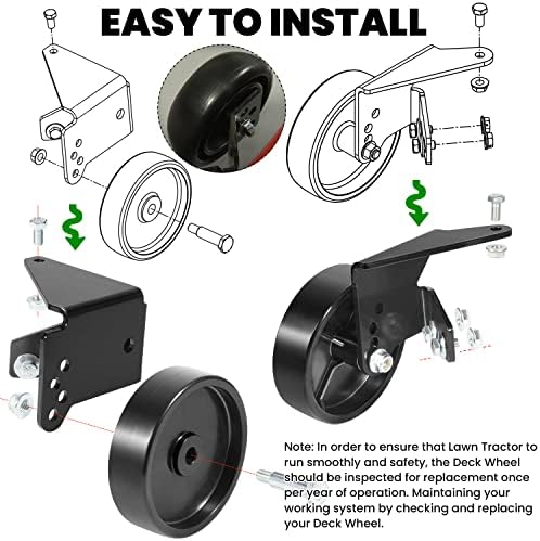 OEM-190-183 Mower Deck Wheel Kit for MTD Lawn Tractor 38'' and 42'' Decks 2009 and Prior - Replacement Deck Wheels with Brackets & Hardware for Yard Man, Troy-Bilt, Yard Machines Models