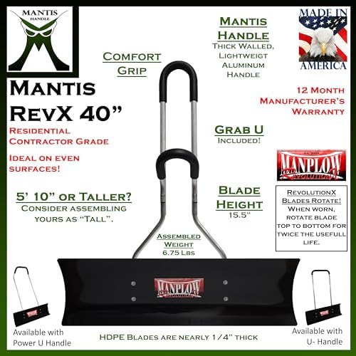 RevolutionX Snow Pushers and Shovels (Mantis Handle, 40")