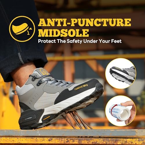 Steel Toe Work Shoes for Men Women, Puncture Resistant Safety Work Boots, 6" Lightweight Comfortable Industrial Construction Boot, Indestructible Utility Sneakers