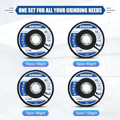 25 Pack 4-1/2 Inch Flap Discs for Angle Grinder, T29 Zirconia Alumina Grinding Wheels 40/60/80/120 Grit, Heavy Duty Sanding Discs for Metal, Stainless Steel, Weld Blending, Rust Removal, Finishing