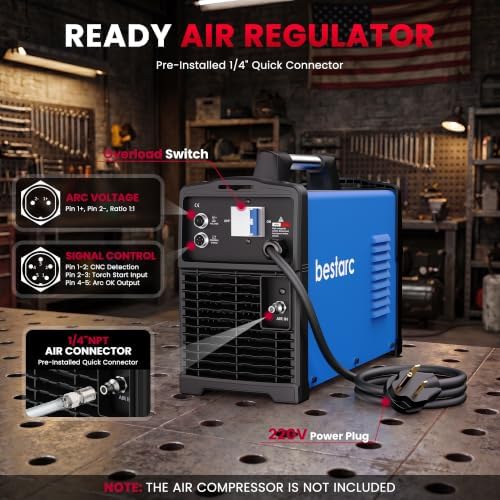 Bestarc Plasma Cutter, [Blow Back Pilot Arc][Large LED][Air Sensor] 65A