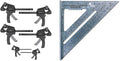 Amazon Basics 6-Piece Trigger Clamp Set - 2 Clamps 4-Inch, 4 Clamps 6-Inch & SWANSON Tool Co S0101 7 Inch Speed Square, Blue