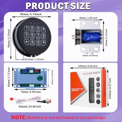 Gun Safe Lock Replacement Black Keypad with Solenoid Lock