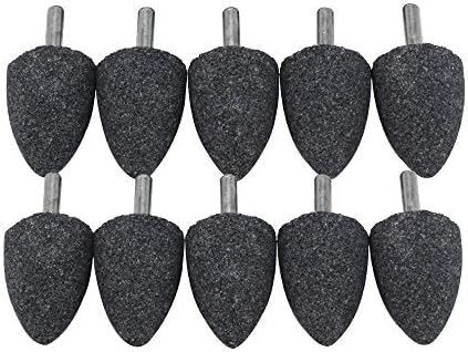 20Pc 1/4" Shank Brown Corundum Grinding Head Cone Shaped Grinding Wheel Abrasive Mounted Grinding Point Stone Rotary Tools Deburring Polishing -Diameter:30mm
