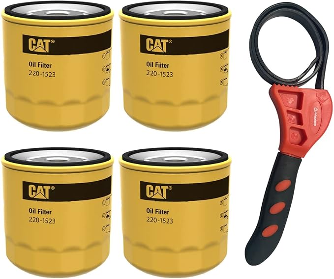 Caterpillar 220-1523 Engine Oil Filter w/IHD Strap Wrench Bundle (4)