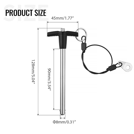 T Handle Quick Release Pin 5/16 Inch Diameter,304 Stainless Steel Ball Locking Pin with Push Button Lanyard Usable Length 3.54"(8mm x 90mm)