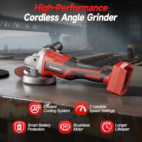 Cordless Angle Grinder Compatible with Milwaukee 18V Battery (Tool Only, No Battery), 4-1/2" to 5" Grinder, Brushless Motor 9000 RPM, M14 Spindle + 5/8-11 Adapter for Cutting Grinding