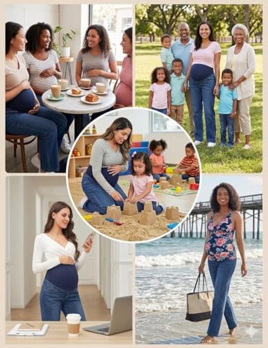 fitglam Women's Maternity Jeans Straight Leg Relaxed Fit Over Belly Pregnancy Denim Work Pants Maternity Clothes with Pockets