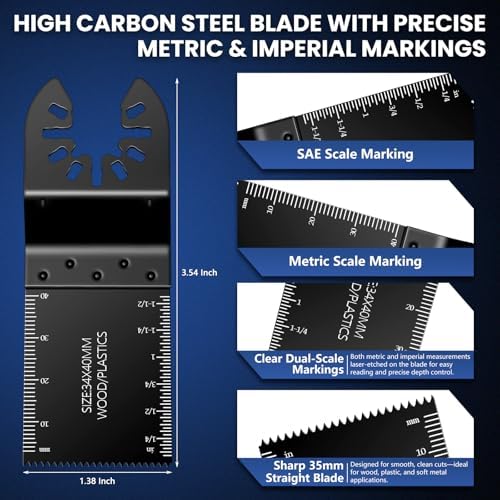 100Pcs Multitool Blades Set – Oscillating Saw Blades and Multi Tool Blades for Wood&Soft Metal with Quick Release Interface,Fits DeWalt,Milwaukee,Makita,Dremel,Ryobi,Craftsman,Fein,Bosch OIS and More