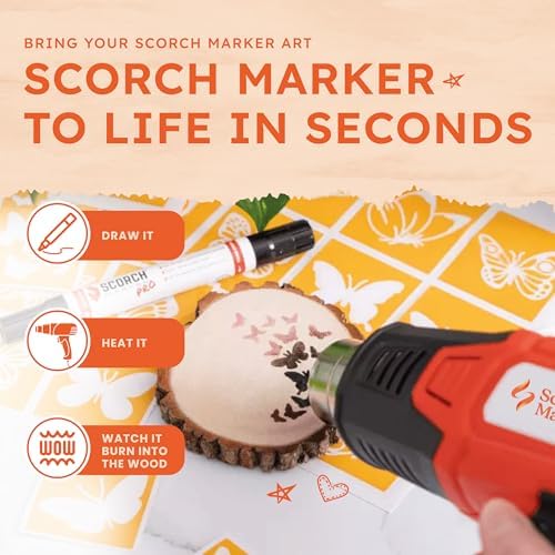 Scorch Marker Craft Heat Gun, 1500W Hot Air Tool for Wood Burning Projects