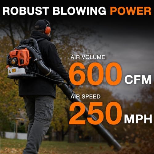 PROYAMA 51.7cc Gas Backpack Leaf Blower 600CFM 250MPH Gas Powered Blower