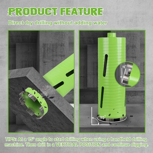 4 Inch Dry Core Drill Bit with Pilot Bit and 2 Pcs Adapters