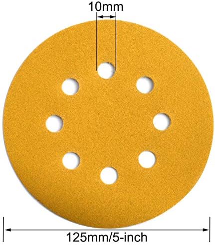 5-Inch 8-Hole Hook and Loop Sanding Discs 220-Grit, 200-Pack