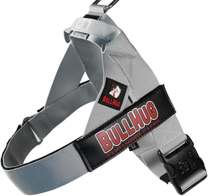 Adjustable Dog Harness– No Pull, No Choke – for English Bulldogs, French Bulldogs, Pugs & Broad-Chested Breeds – Easy, Safe Walks (Silver, Small)