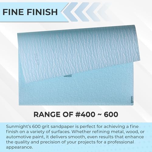 Sunmight 600G Grip 25 Flexible Sanding Sheets - Premium Aluminum Oxide - Flexible Sandpaper Film Backing - Ceramic Alumina Grit - Sandpaper for Wood, Metal, Plastic & Automotive
