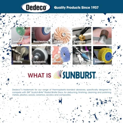 Dedeco Sunburst Radial Bristle Discs 48-Pack - 3/4" Curved - Blue 400 Grit (Fine) - Aluminum Oxide for Polishing & Finishing