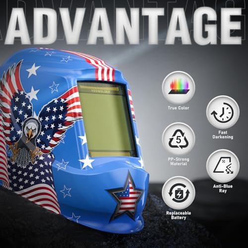 YESWELDER Auto Darkening Welding Helmet, Large View, LYG-M800H-B