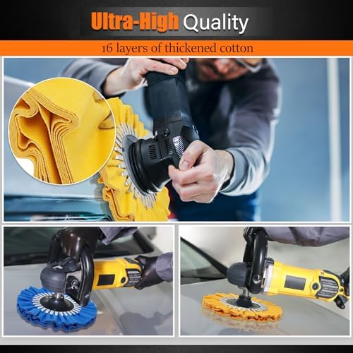 8" Airway Buffing Wheel, 9PCS Aluminum Polishing Wheel Kit for Angle Grinder, 4PCS Airway Buffing Wheels (5/8" Arbor) + 5PCS Polishing Compound Bars, Mirror Finish Metal Polishing & Detailing Kit