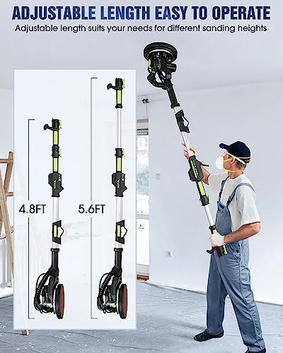 MYTOL 7.2A Drywall Sander with Vacuum, LED, 6-Speed