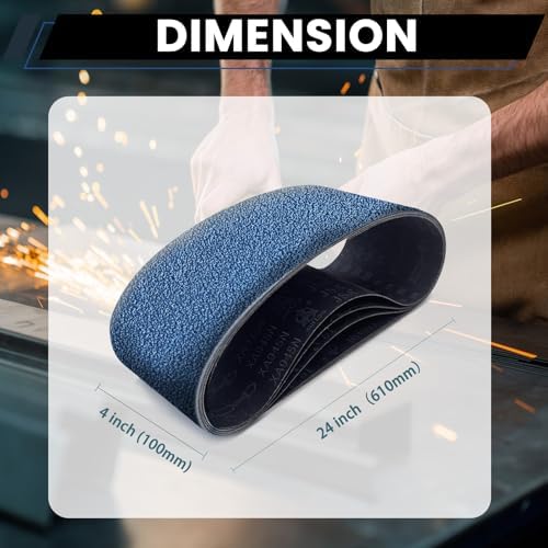 4x24 Inch Sanding Belts 12 Pcs (3 Grit, 4 Each of 80, 120, 150 Grits) Heavy Duty Belt Sander Zirconia Belt Sander Paper for Wood, Metal, Stainless Steel, Automotive, and Furniture