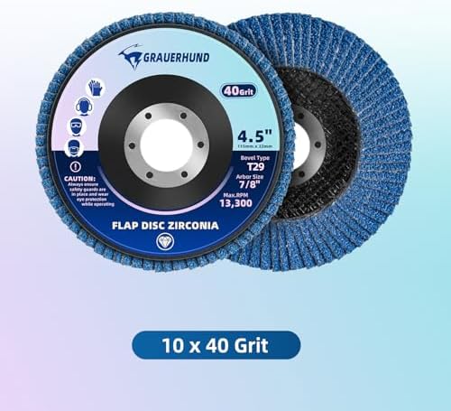 10 Pack Flap 4 1/2" x 7/8" for Angle Grinder, 40 Grit T29 Flap Sanding Discs, 4 1/2 Inch Grinding Wheels, Zirconia Grinding Discs for Metal, Wood, and Stainless Steel Finishing