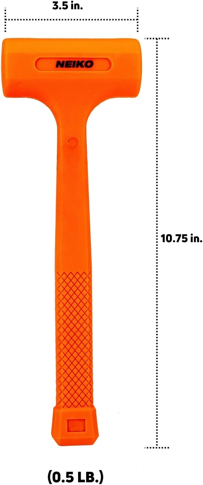 NEIKO 02842A Dead Blow Hammer, 0.5 Pounds, Neon Orange Deadblow Hammers, Mallet, Spark and Rebound Resistant, Unibody Molded, Soft Blow Rubber, Checkered Grip, Steel Shot and Core