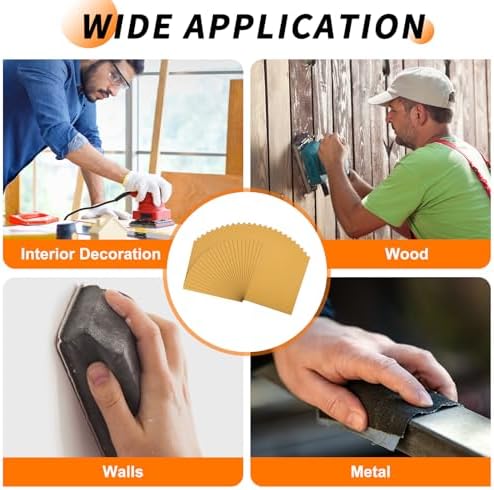 25 Pcs 220 Grit Sandpaper 4.5 x 5.5 Inch Sand Paper Alumina Gold