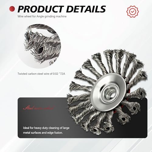 24 Pack 4-1/2 Inch Twist Knotted Wire Wheel Brush for 4 1/2 Angle Grinder with 5/8 Inch-11 Threaded Arbor Carbon Steel Wire Wheel for Heavy-Duty Conditioning Removing Rust
