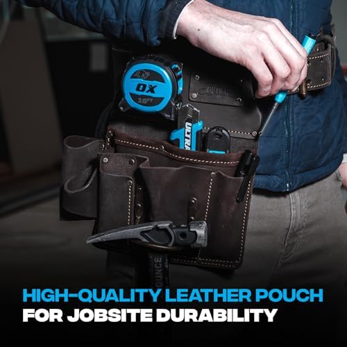 Ox Pro Full Grain Leather Tool Pouches - Made with Double Stitching and Rivet Reinforced Pockets