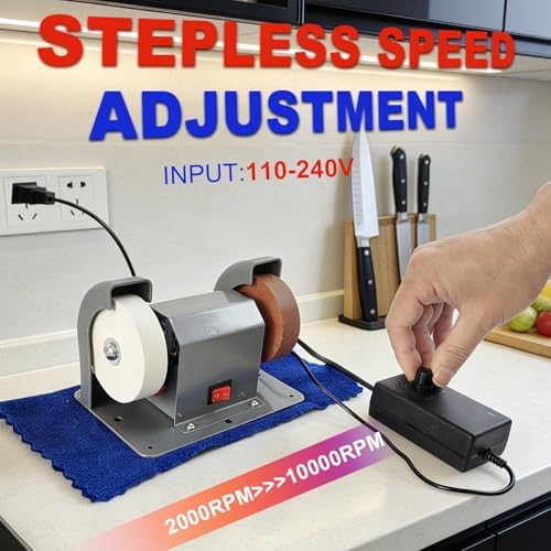Electric Knife Sharpener Grinder 110V 2-in-1 Variable Speed Mini Bench