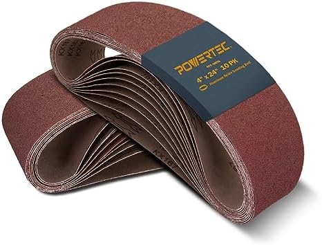 POWERTEC 4 x 24 Inch Sanding Belts, 20PK, 400 Grit, 4x24 Belt Sander Sanding Belts Assortment, Aluminum Oxide Sandpaper for Oscillating Belt Sander, Woodworking, Metalworking (110070-P2)