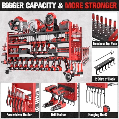 49.8" Power Tool Organizer Wall Mount,Holds 18 Cordless Drills