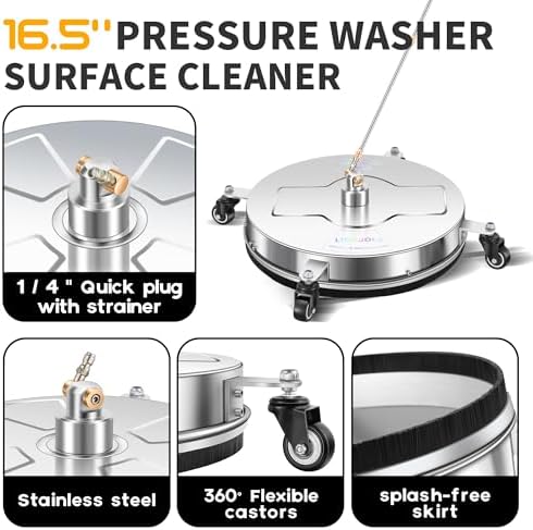 LidoDola 16.5'' Pressure Washer Surface Cleaner, Power Washer Accessory