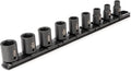 TEKTON 3/8 Inch Drive Impact Socket Set, 9-Piece | SID91100 | (5/16 - 3/4 in.), Shallow, 6-Point, Socket Rail