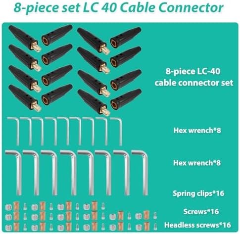 8Set LC-40 Welding Lead Connectors, 350A Cable Connectors for 1/0-2/0 Cable