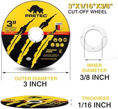 Cut Off Wheels 3 Inch, 110 Pack with Mandrel Kit for Die Grinder