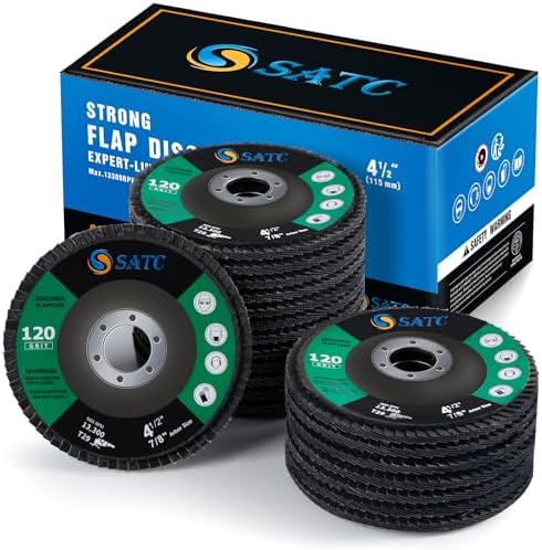 S SATC Flap Discs 120 Grit Grinding Wheel 4.5" x 7/8" Angle Grinder Sanding Disc Abrasive Grinding Disc Type 29（20 Pack）