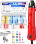 Kuject Mini Heat Gun, 120PCS Solder Seal Wire Connectors Kit, 350W Dual-Temp Heat Gun for Shrink Tubing, Waterproof Heat Shrink Wire Repair Kit with Solder Stick for Marine Automotive Truck, AWG 26-10