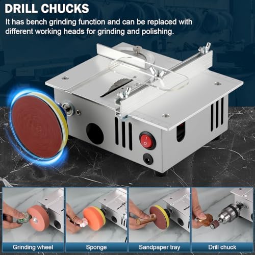 Mini table Saw,mini Table Saws for Crafts, Mini Multi Functional Table Saw, Dual-motor control for cutting, grinding,engraving and drilling.Speed & Angle Adjustable,for Wood/PCB/Acrylic/Plastic