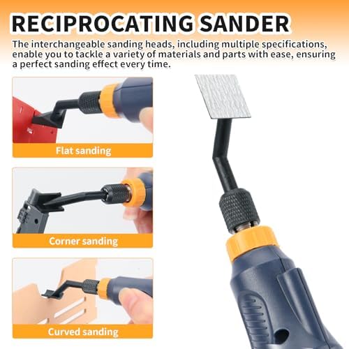 Reciprocating Sander, Mini Detail Sander Tool, Variable Speed and USB Charging with LED Light, Pen Sander With 6pcs Sanding Head, Fit for Sanding, Polishing, Finishing, DIY Crafts (Blue)