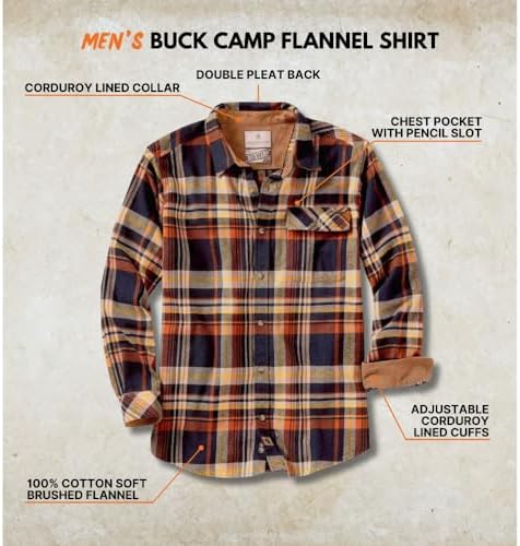 Legendary Whitetails Mens Flannel Long Sleeve Button Down 100% Cotton Shirt