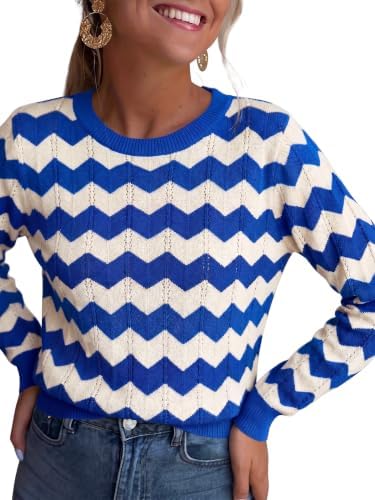 Womens Sweaters Crew Neck Long Sleeve Casual Fall Outfits Fashion Clothing