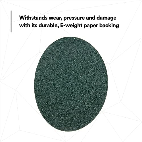 3M Green Corps Hookit Sanding Discs, 00525, No Hole, 8 in, 36+ Grade
