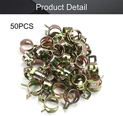 Fielect 50Pcs Spring Hose Clamps 15mm 3/5inch Spring Band Type Action Fuel/Silicone Vacuum Hose Pipe Clamp Low Pressure Air Clip Clamp Fasteners Assortment for Plumbing, Automotive