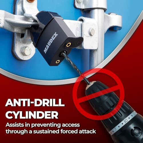 Maudex® MDL60 High Security Padlock for Outdoor Use - [10 Keys] - [Anti Drill, Anti Pick Cylinder] - Ideal Lock for Storage Unit, Shed, Gate, Container with 0.67” Shackle Clearance (Pack of 2)