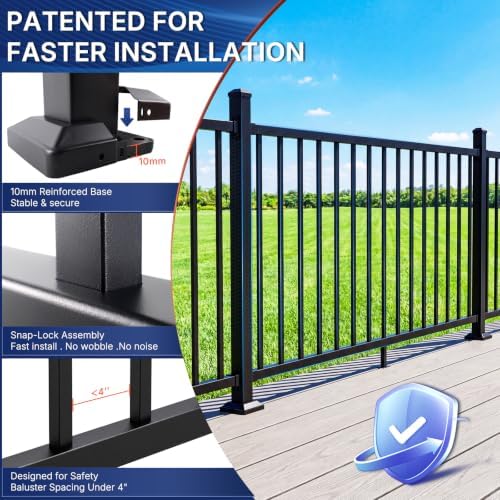 36in H x 12ft W Modular Aluminum Porch and Deck Railing Kit