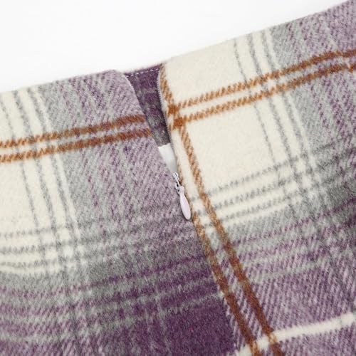 IDEALSANXUN Plaid Skirts for Women Fall Winter Knee Length Pencil Wool Skirt with Slit